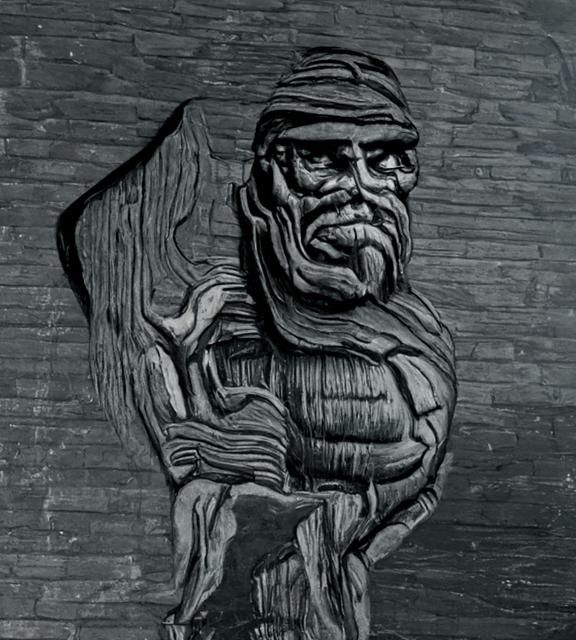 Sculpted Woodcut of an Idealized Man