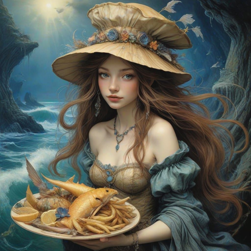 Mermaid Chef Serves Fish and Chips in Surreal Style