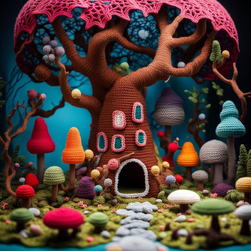 ENCHANTED FOREST, made entirely from Crochet yarn