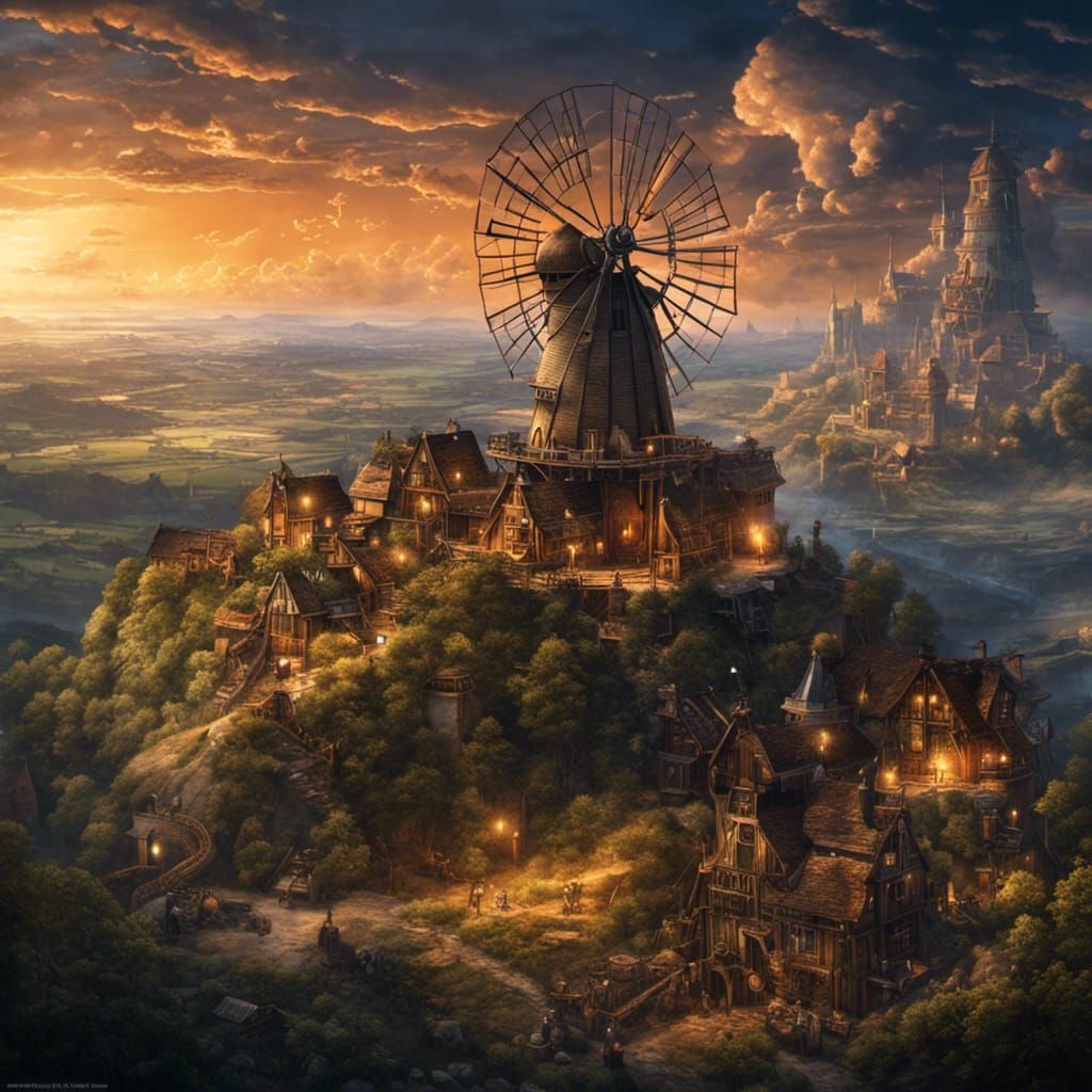 Windmill and Village