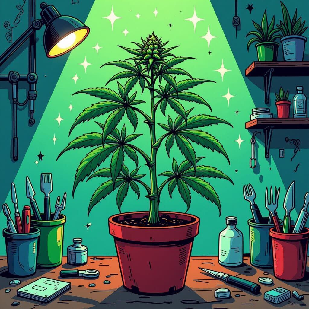 Cloning Cannabis in Comic Book Art Style