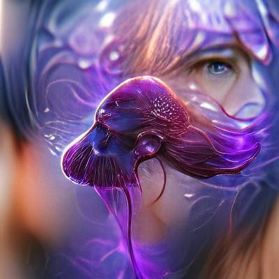 Purple Jellyfish Portrait in Hyperdetailed Splash Art Style