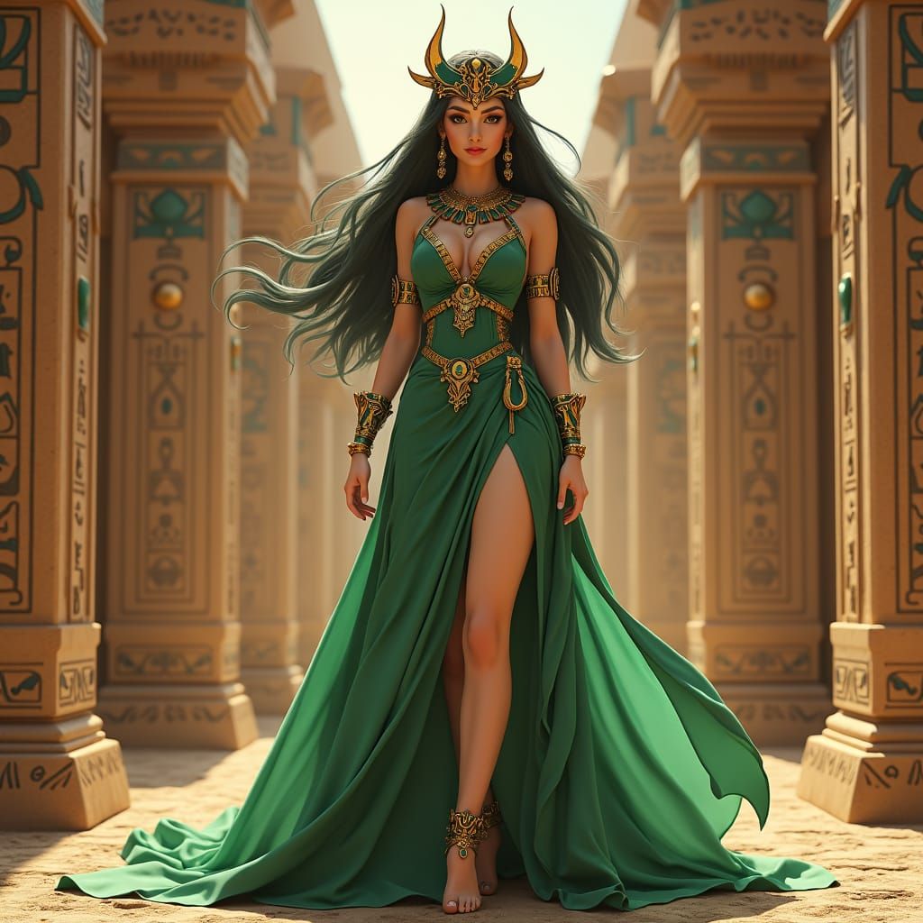 Egyptian Goddess in Anime-Inspired 3D Art