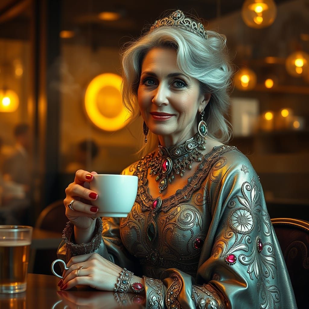 Goddess in Cosmic Starbucks