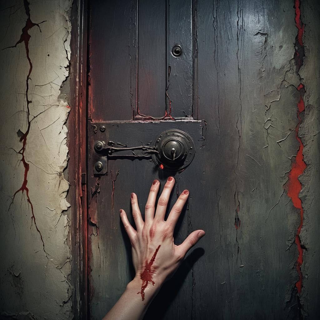 Eerie Abandoned Door: A Surreal Dark Fantasy