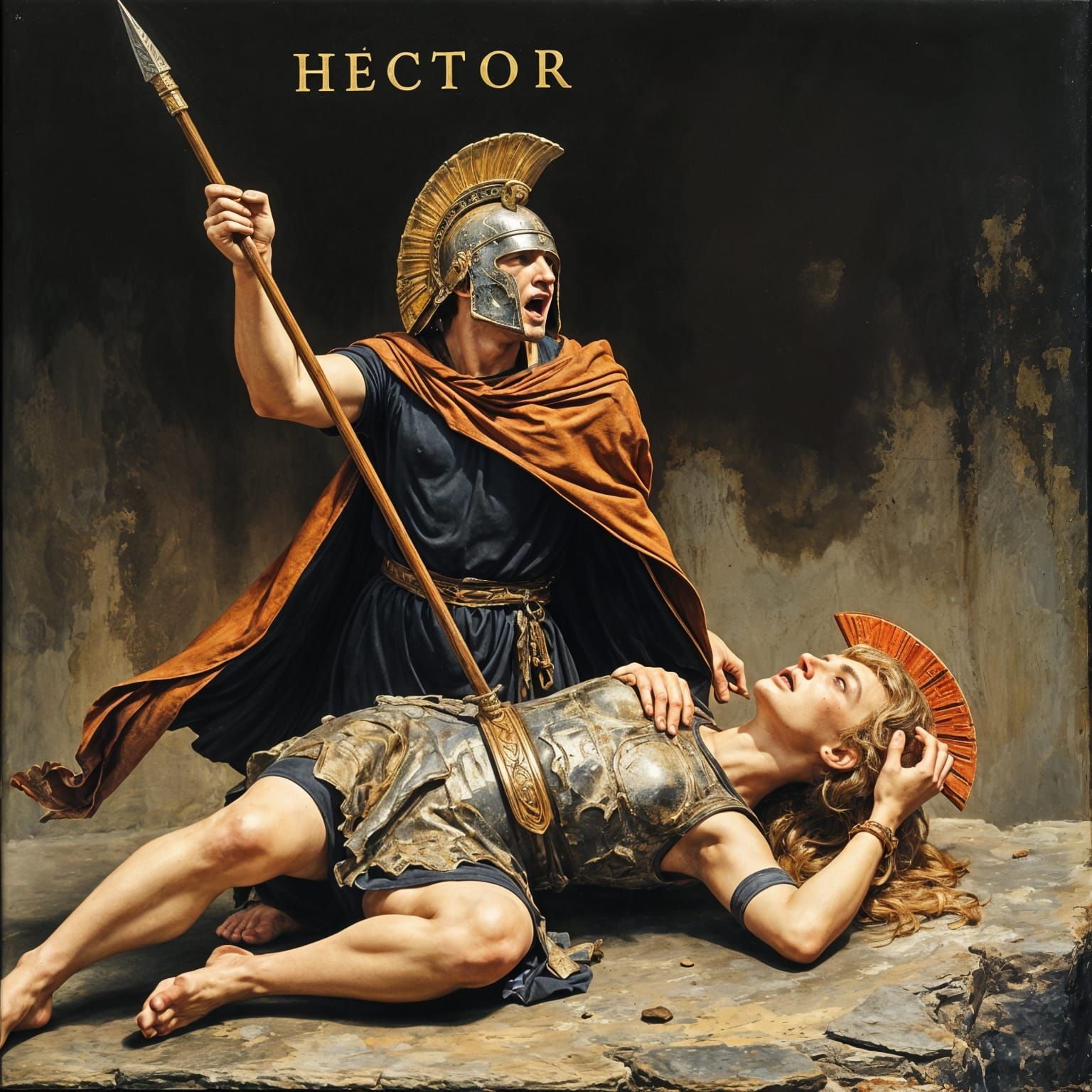 Greek Hoplite in Agony, Confronting Hector