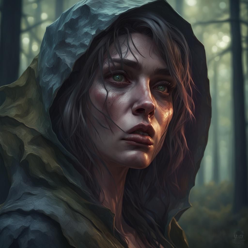 Dark Horror: Woman in Woods Portrait