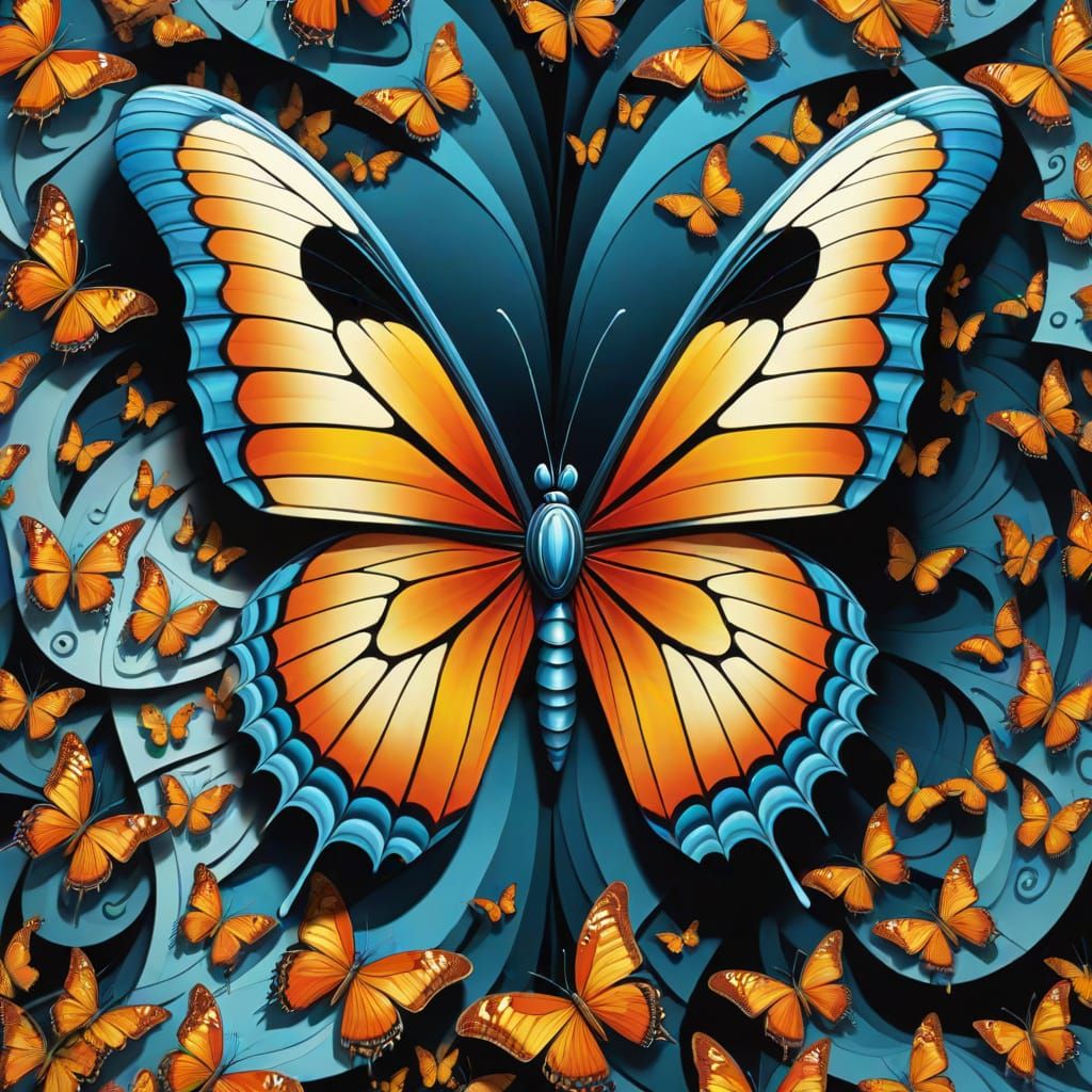 Fractal Butterfly Optical Illusion in Surreal Style