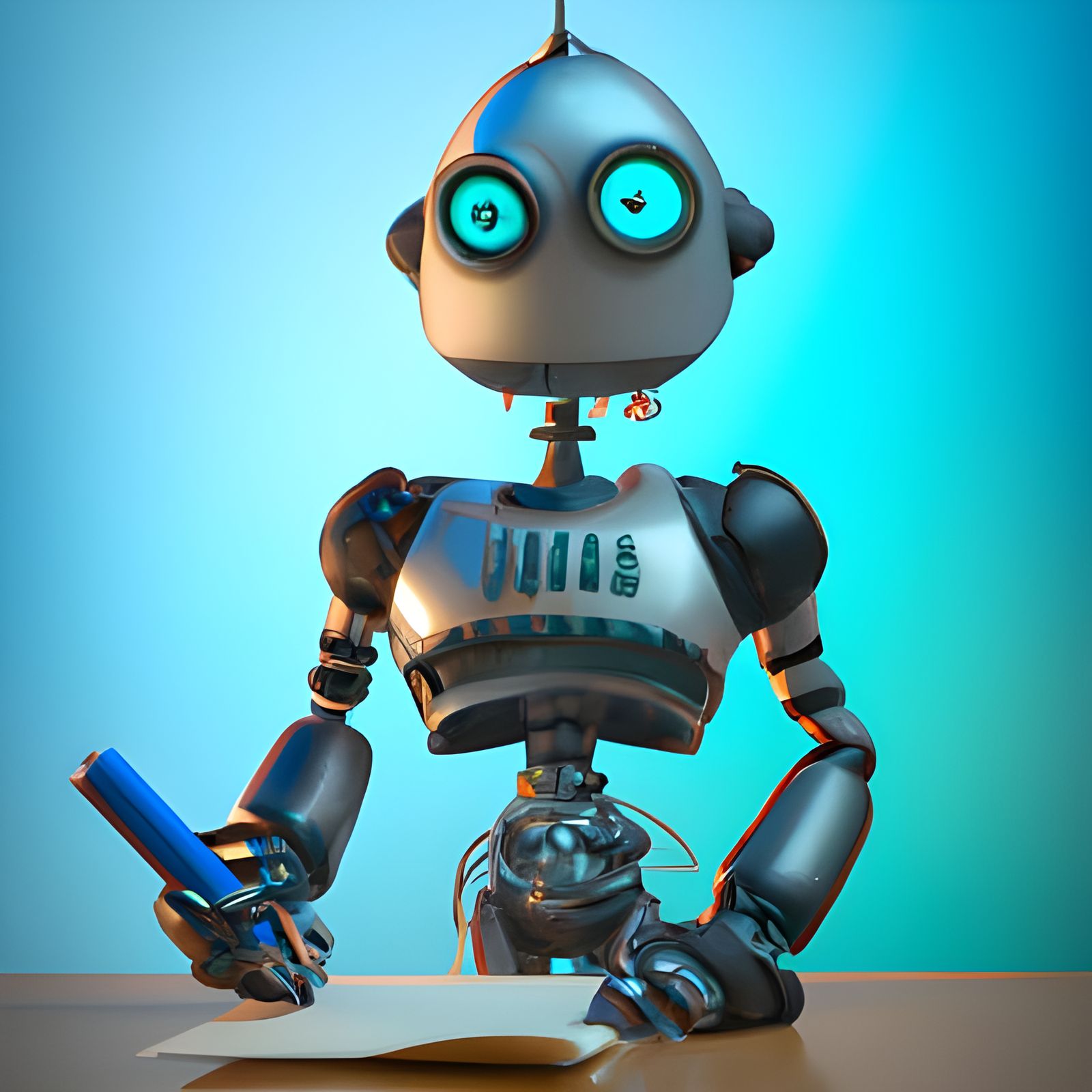 Robot writing a book