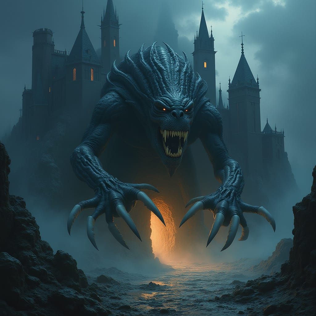 Gothic Castle Invaded by Terrifying Space Creature