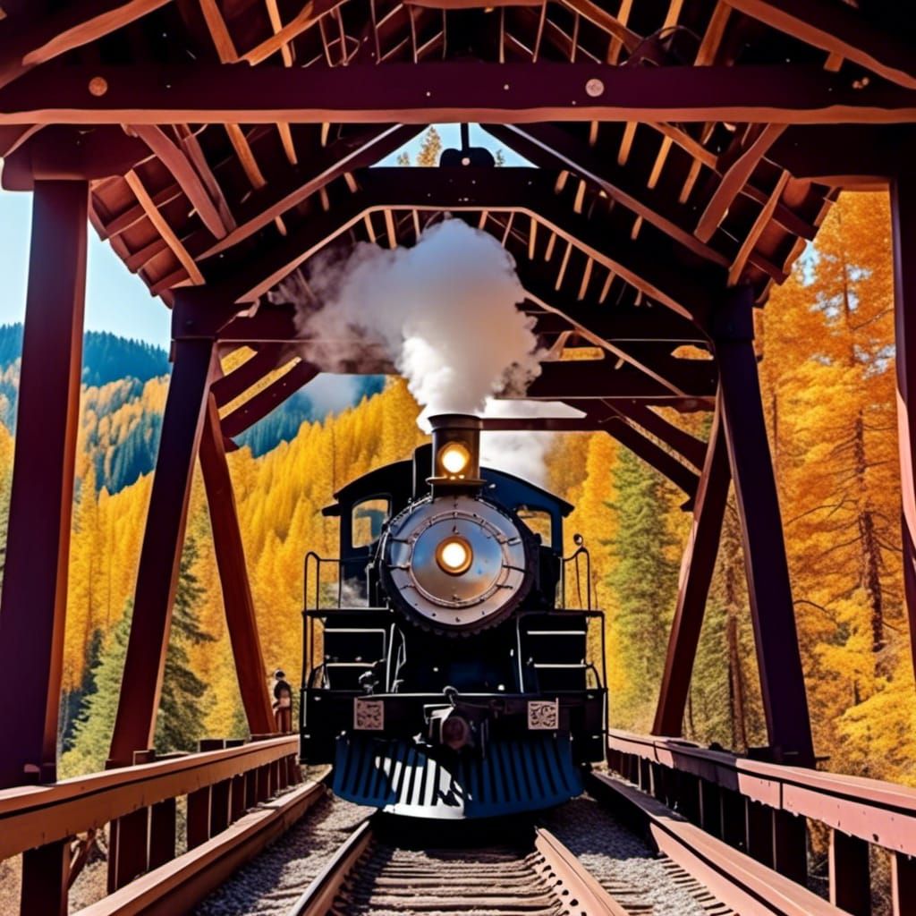 1880s Steam Train on High Wooden Trestle