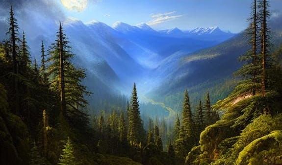 Endor Forest Moon View: Oil Painting