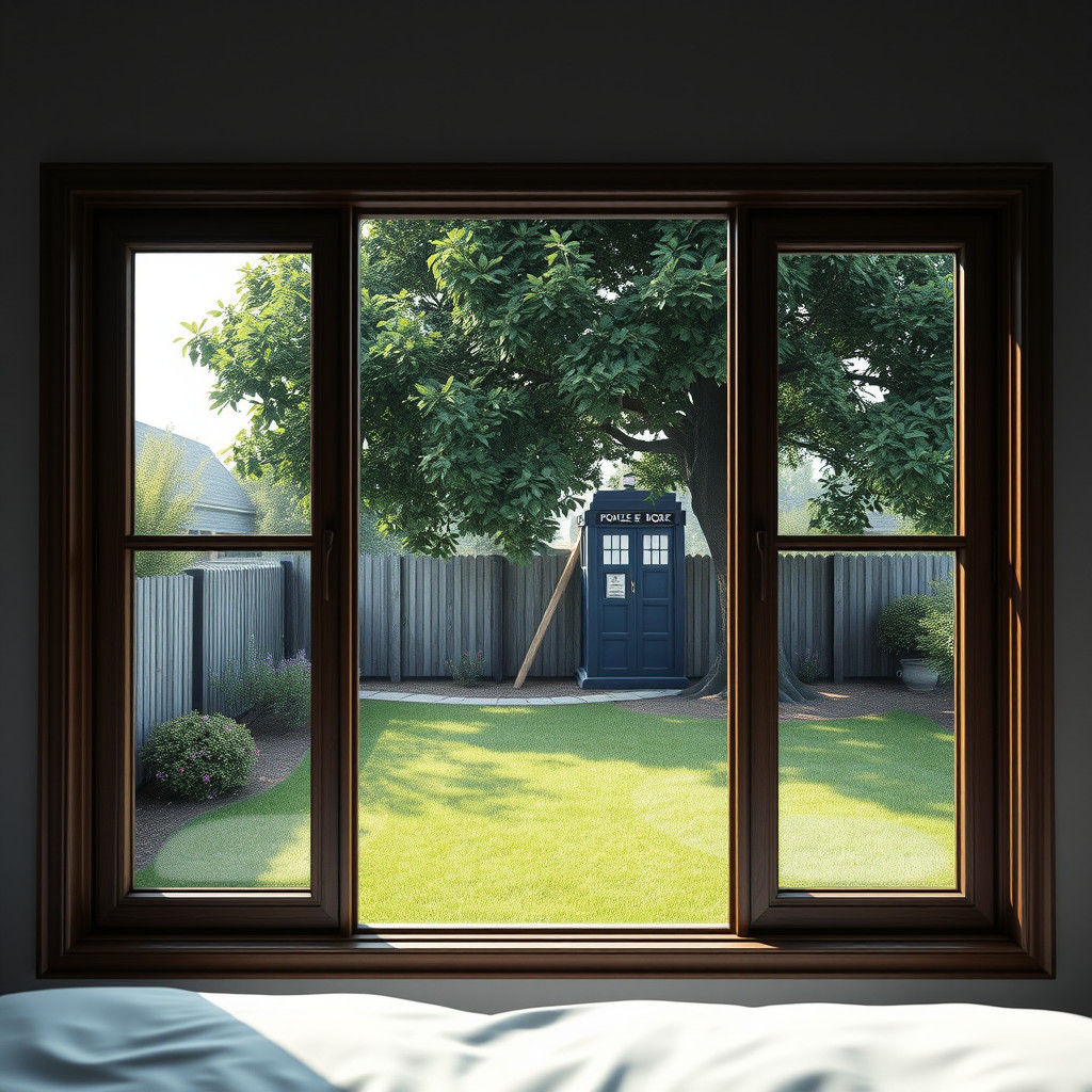 Backyard View with Hidden TARDIS in 3D Style