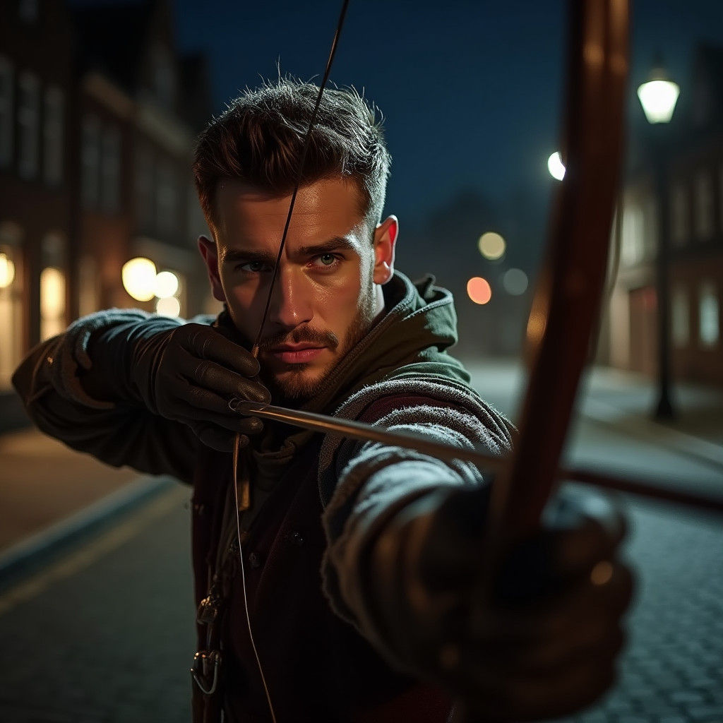 Confident Archer in Gritty Cinematic Portrait