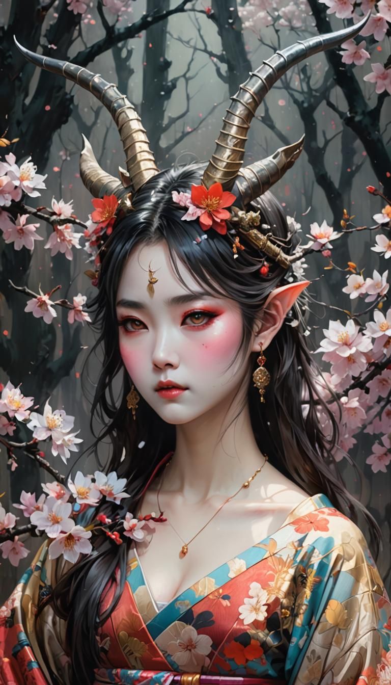 Demonic Maiden Portrait in Detailed Matte Painting