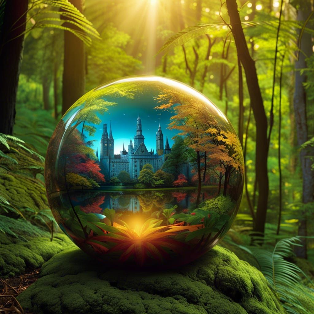 Enchanted Forest Sphere: Digital Matte Painting