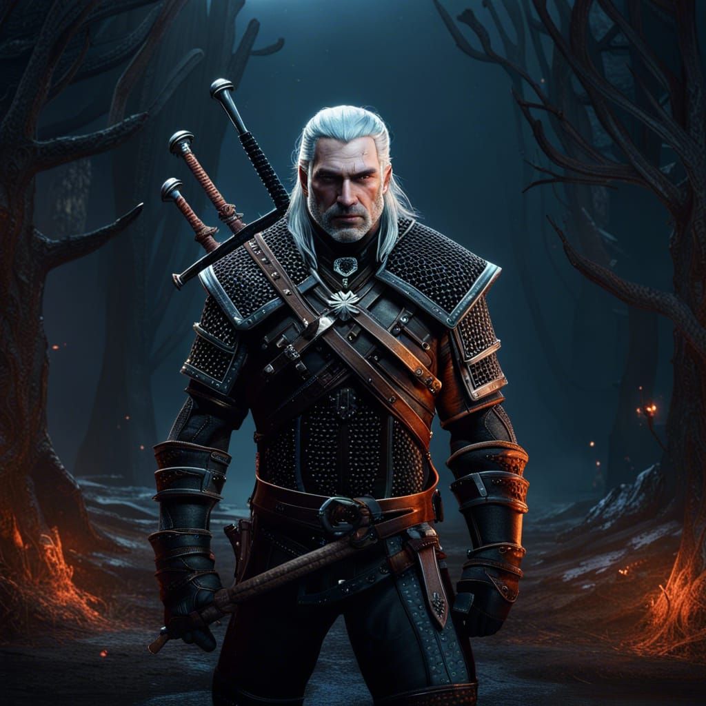 Geralt the Witcher in Detailed Matte Painting