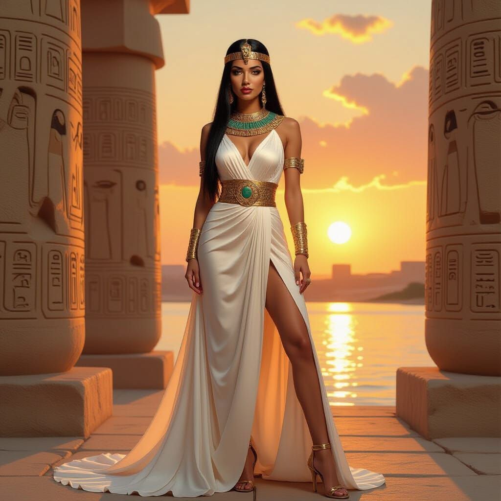 Egyptian Queen with Cobra Crown in Art Nouveau Style