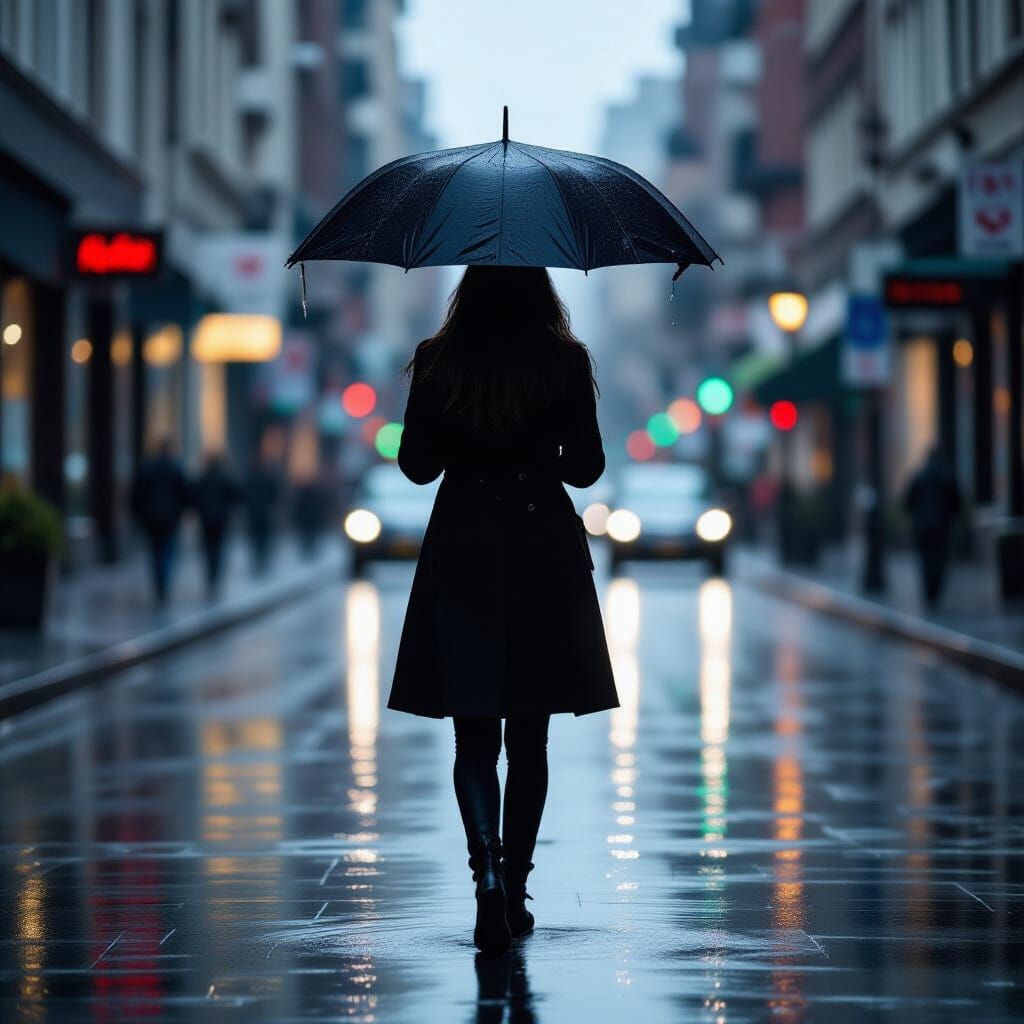 Rainy City Streets with Bokeh Effect