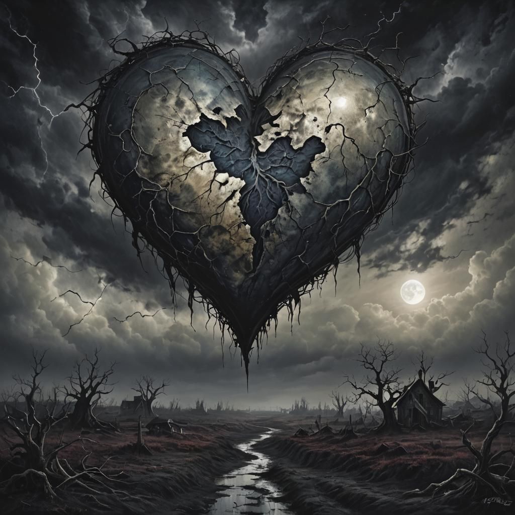 Gothic Heart in Dystopian Moonscape
