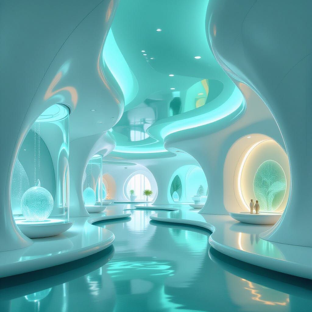 Futuristic Eco Sci-Fi Art Interior with Organic Architecture