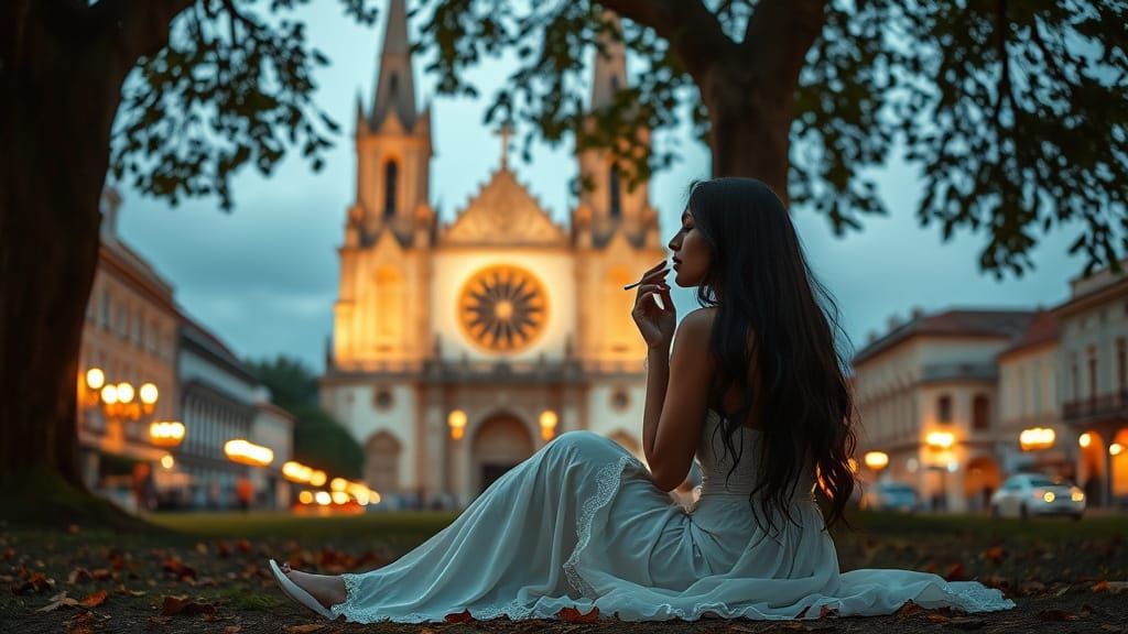 Woman in Wedding Dress Crying in Cathedral City