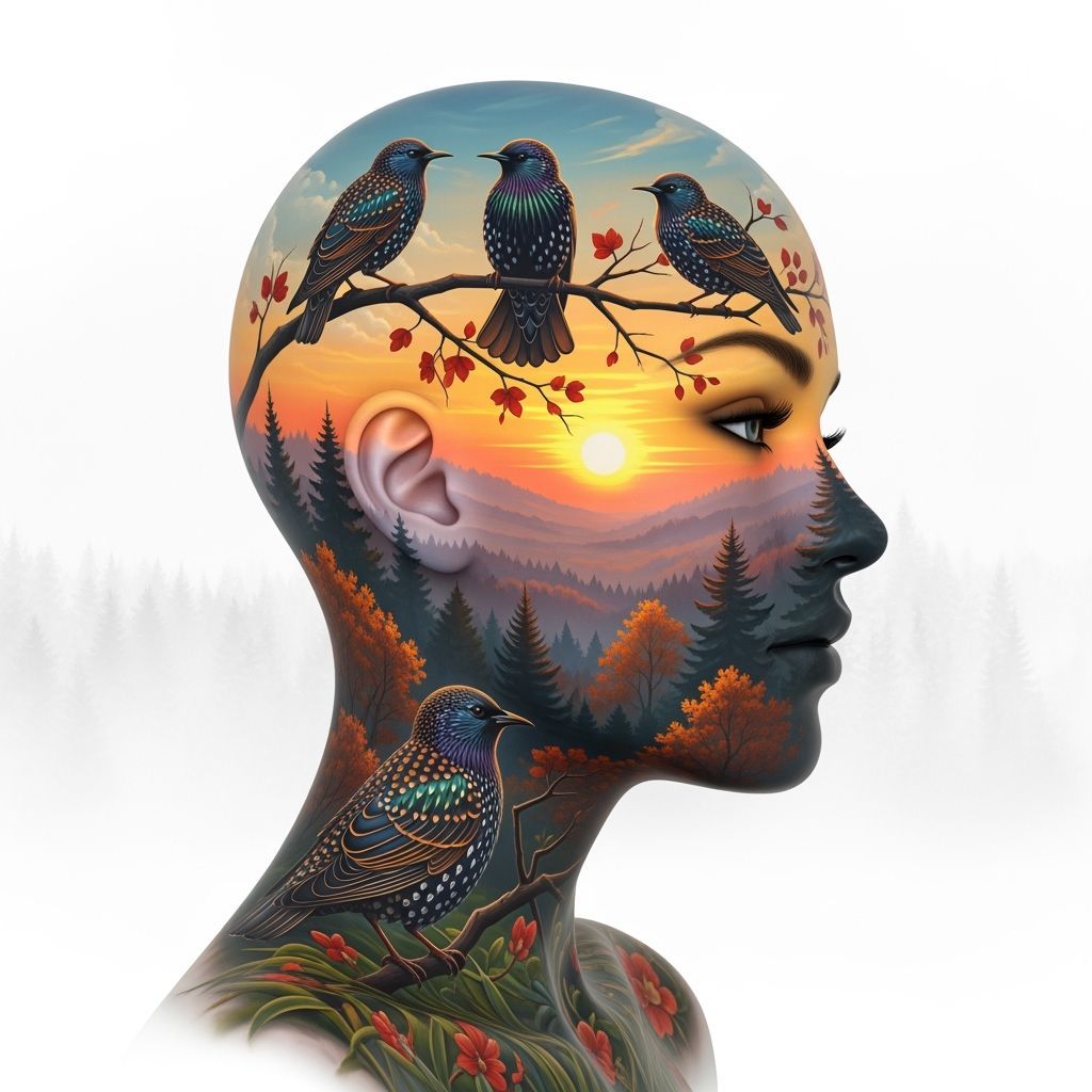 Hyperrealistic Body Art Sunset Landscape in 3D Rendering