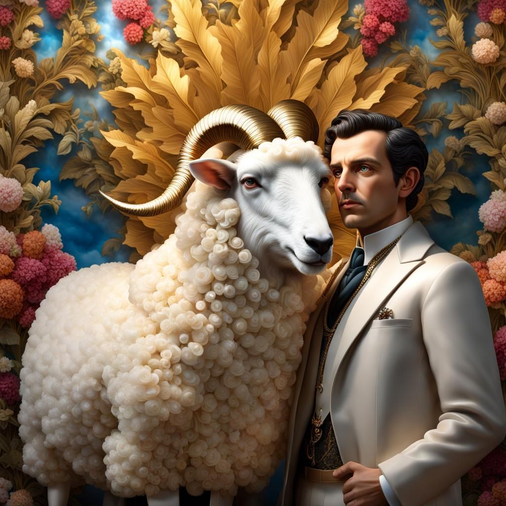 Hyperreal Saints with Sheep in Bioluminescent Light