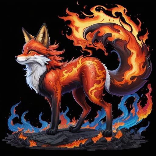 Fiery Fox in Ornate Digital Painting