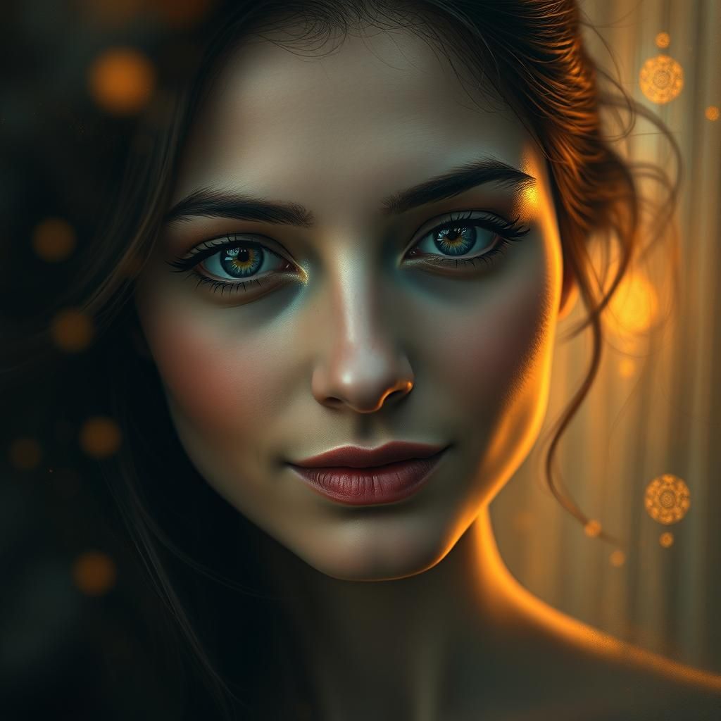 Introspective Portrait in Klimt-inspired Surrealism