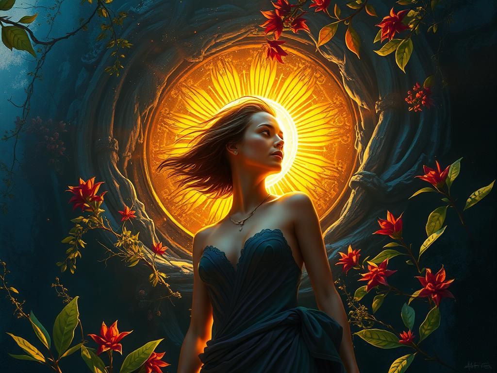Woman in Golden Light: Fantasy Concept Art