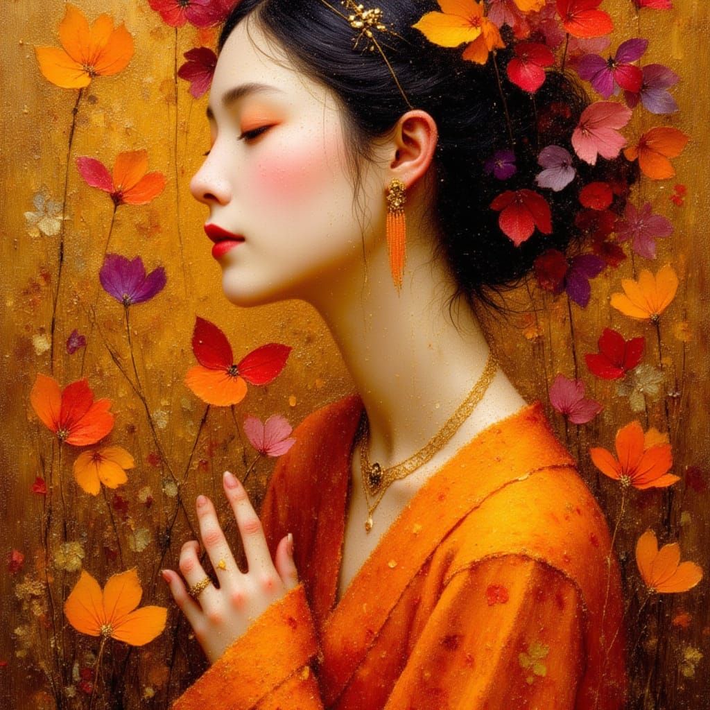 Nature Goddess in Klimt-Inspired Art Nouveau Style