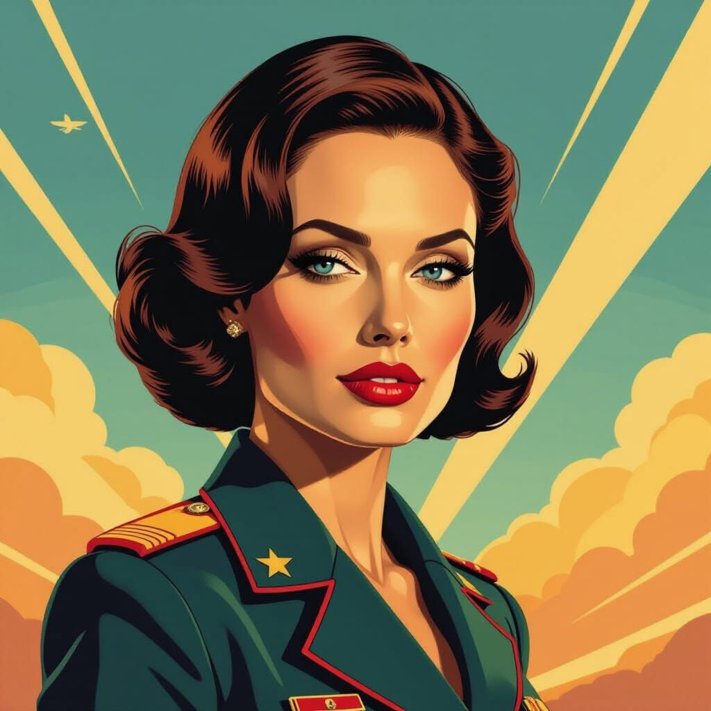 Angelina Jolie as Sky Captain in Retro Pulp Style