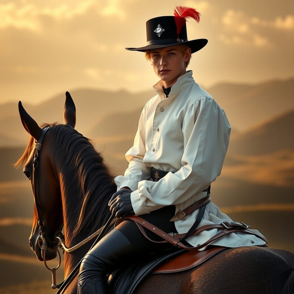 Elegant Nobleman on Horseback in Regal Attire