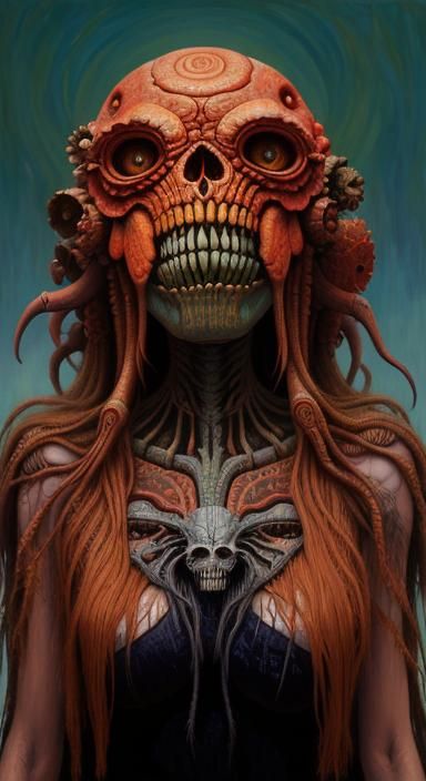 Monster Girl Portrait in Tonalist Style