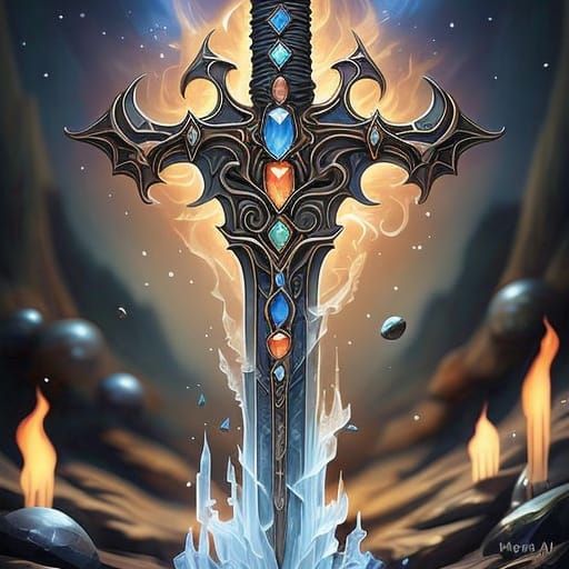 Ethereal Sword Concept Art in Majestic, Icy Blue Glow