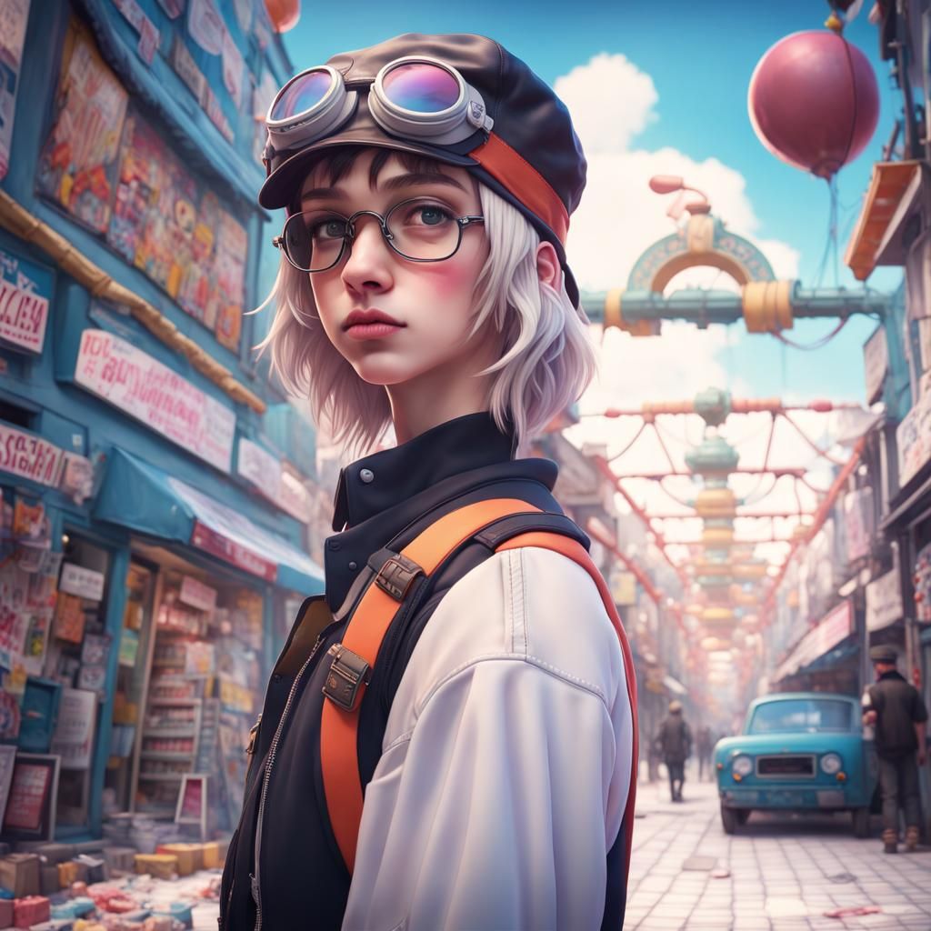 Anime Lad in Candy Wonderland: Hyperrealistic Digital Art