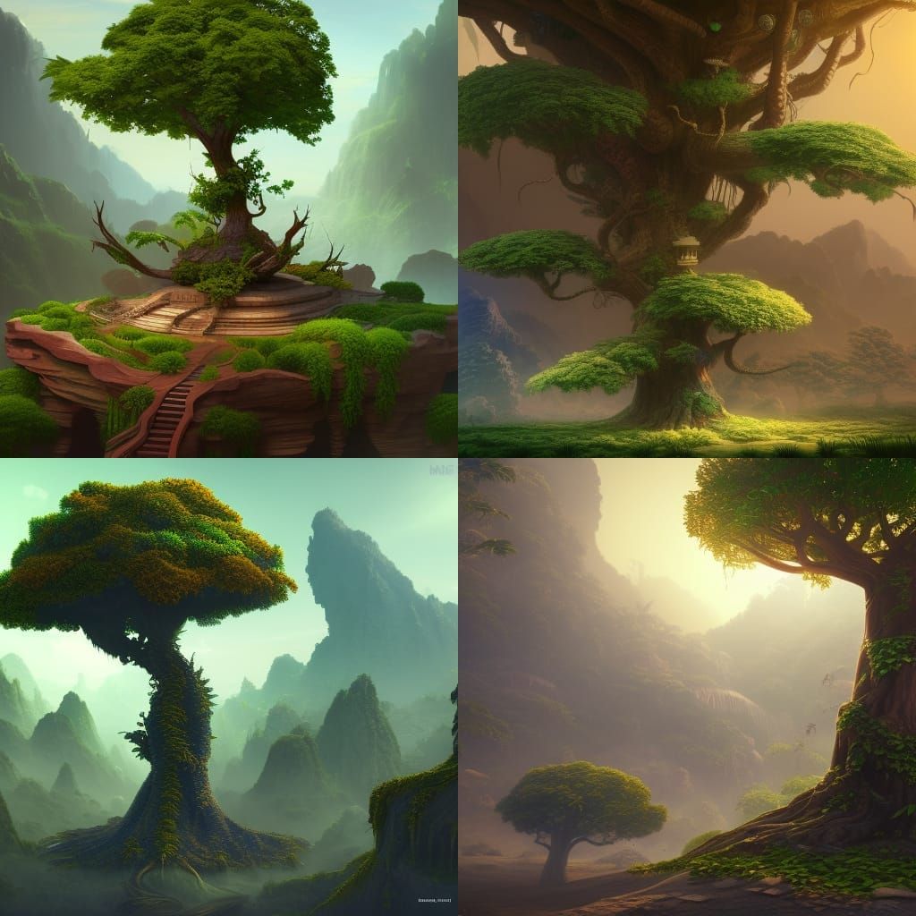 Detailed Matte Painting of a Money Tree