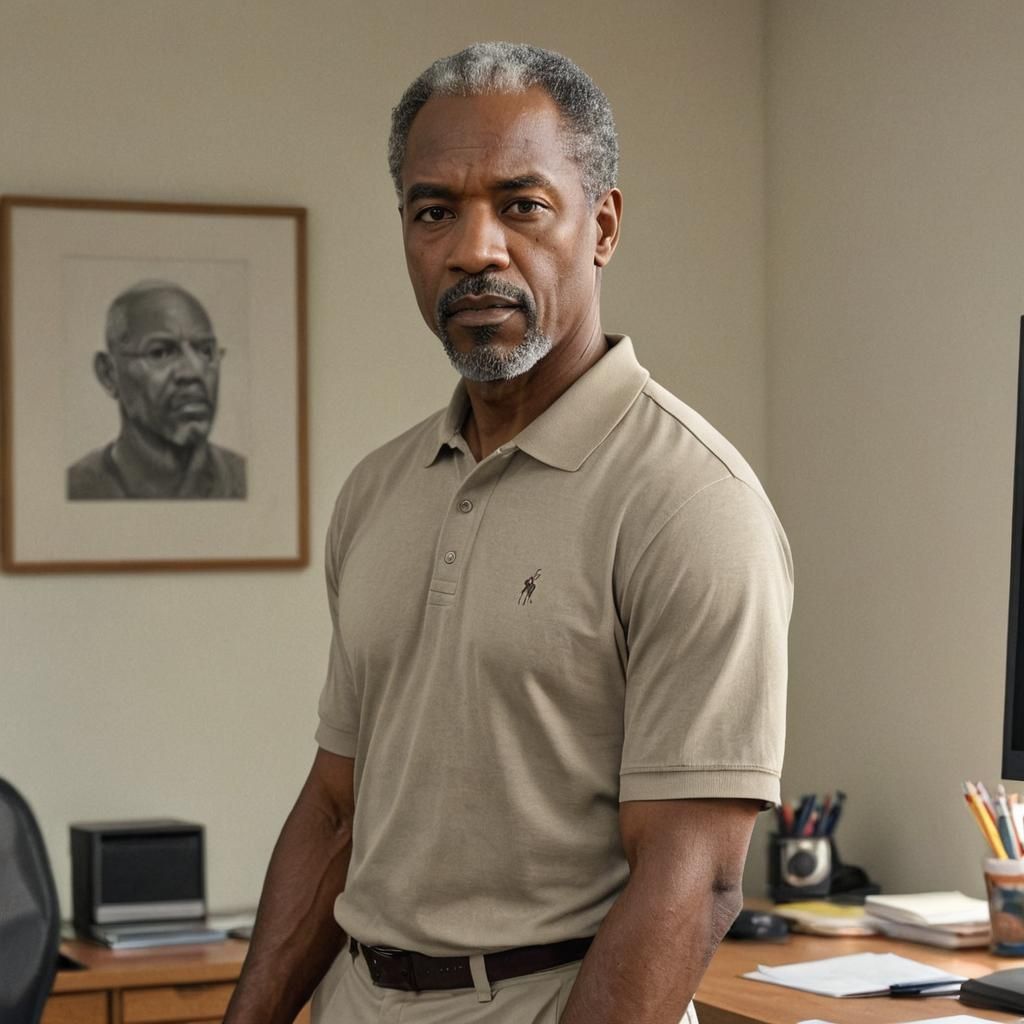 Professional Black Man Portrait in Digital Painting Style