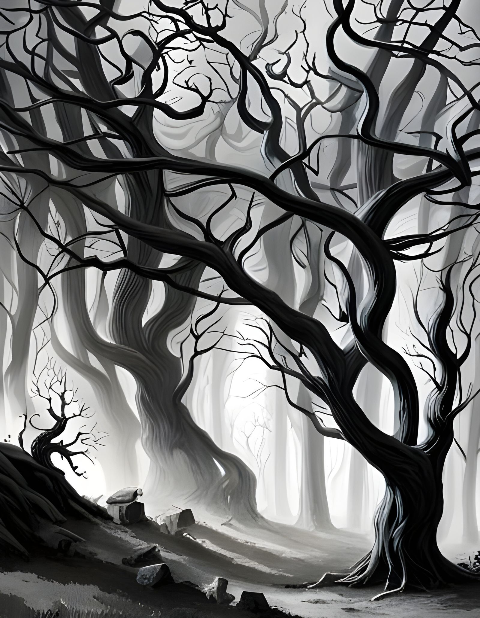 Dark Scary Forest Wallpaper in Victorian Gothic Style
