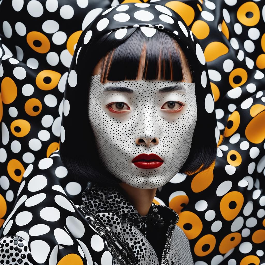 High Fashion Model in Kusama-Inspired Style