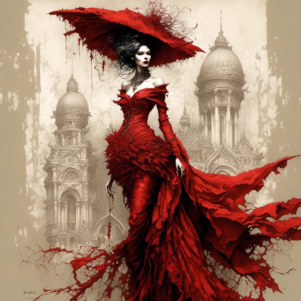 Red Couture Fashion Design by Karol Bak