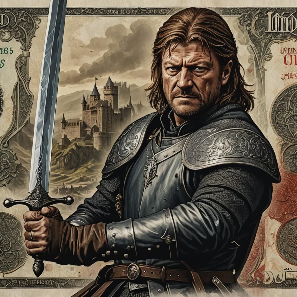 Eddard Stark Art Banknote: Detailed Matte Painting