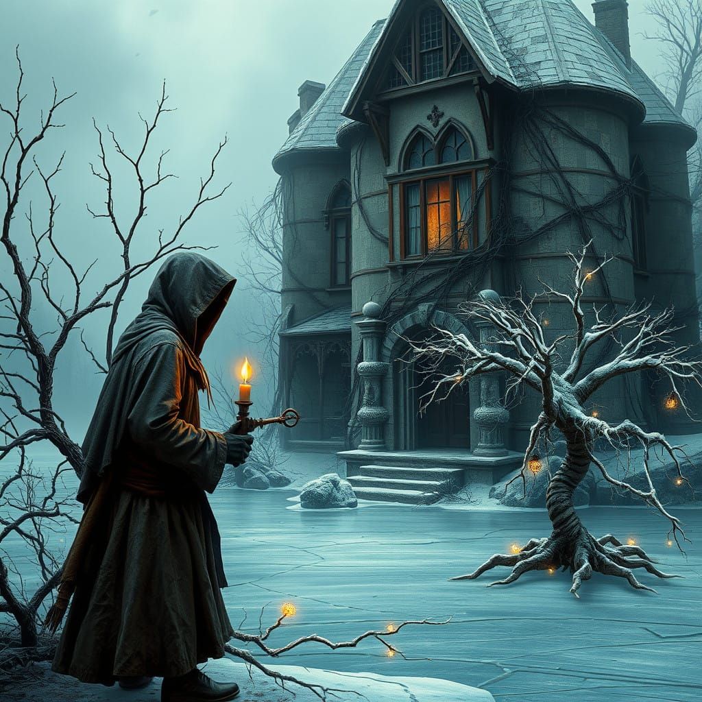 Ethereal Post-Apocalyptic Winter in Dark Fantasy Style