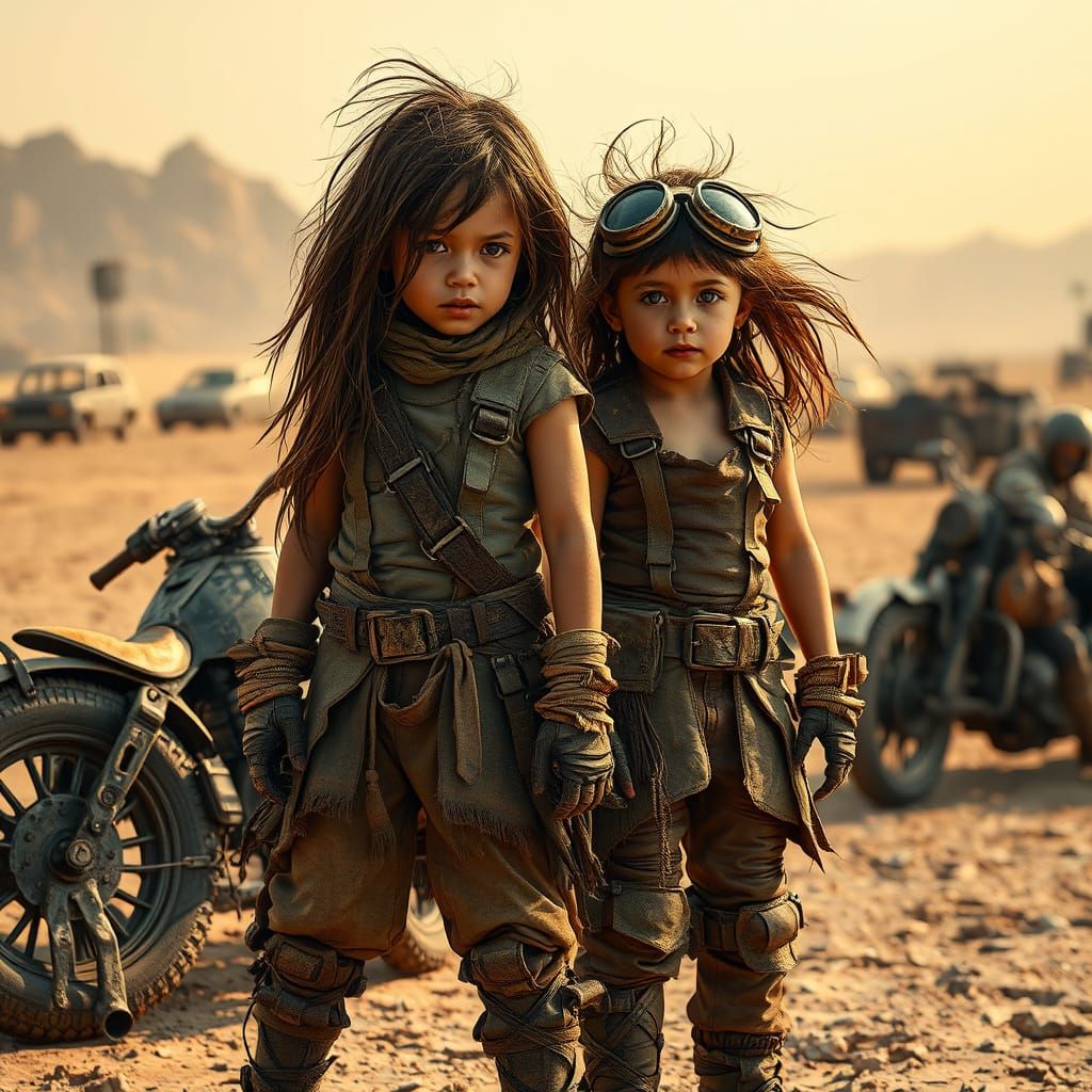 Post-Apocalyptic Children in Barren Wasteland