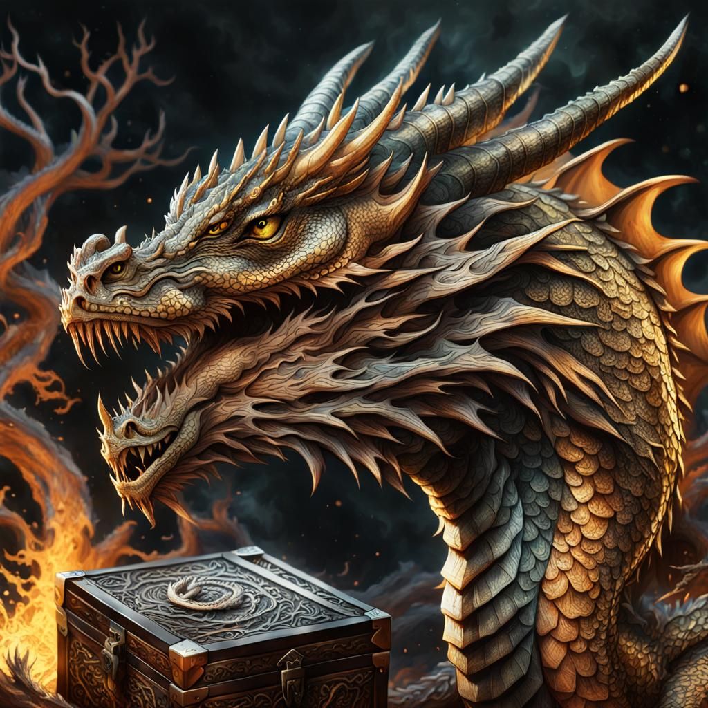 Dragon Entwined in Branches: Hyperrealistic Concept Art