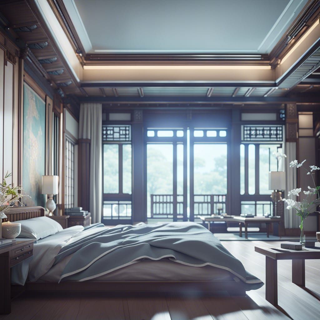 Opulent Mansion Bedroom in 3D Game Style