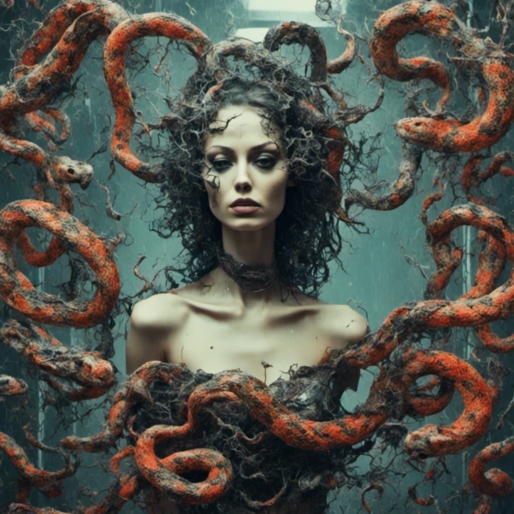 Slick and sly, the snake slithers up to a mirror; in its ref...