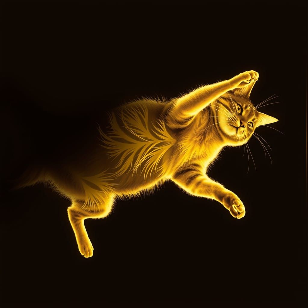 X-Ray Falling Cat Vector Graphic