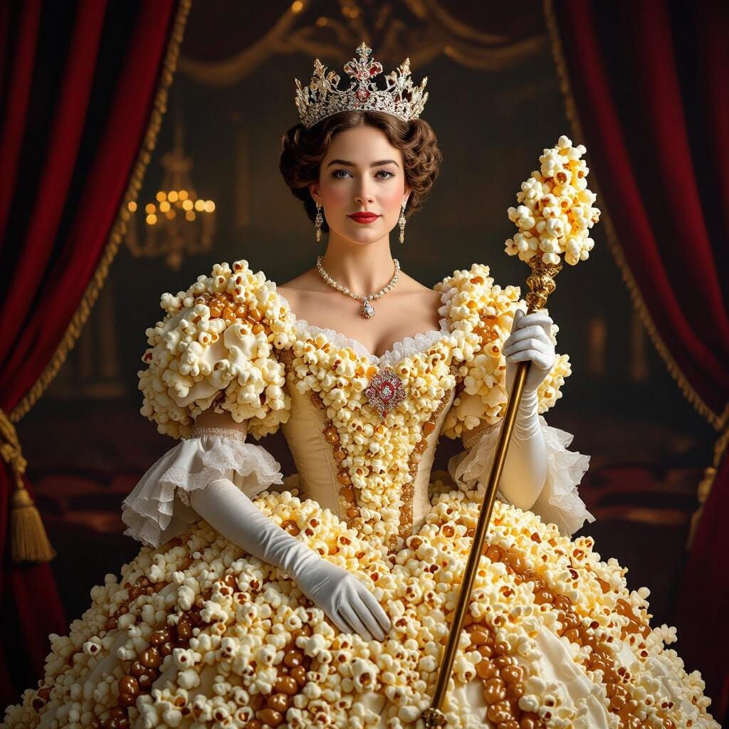 Victorian Queen in Popcorn Gown and Crown